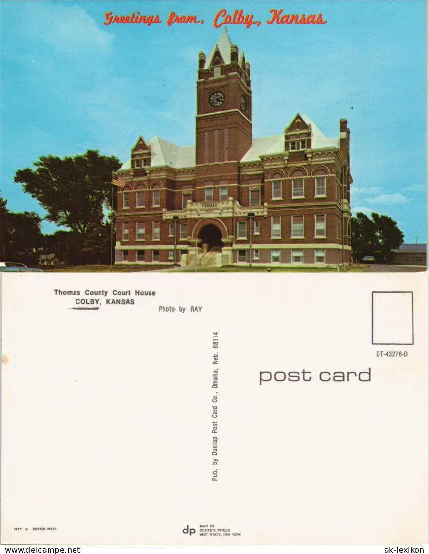 Postcard Colby Thomas County Court House Kansas USA 1977 - Andere & Zonder Classificatie