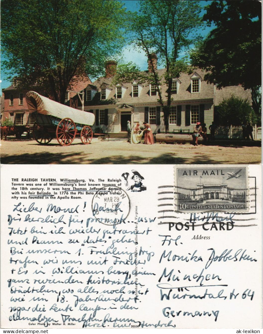 Postcard Williamsburg (VA) THE RALEIGH TAVERN, Virginia USA 1960 - Other & Unclassified