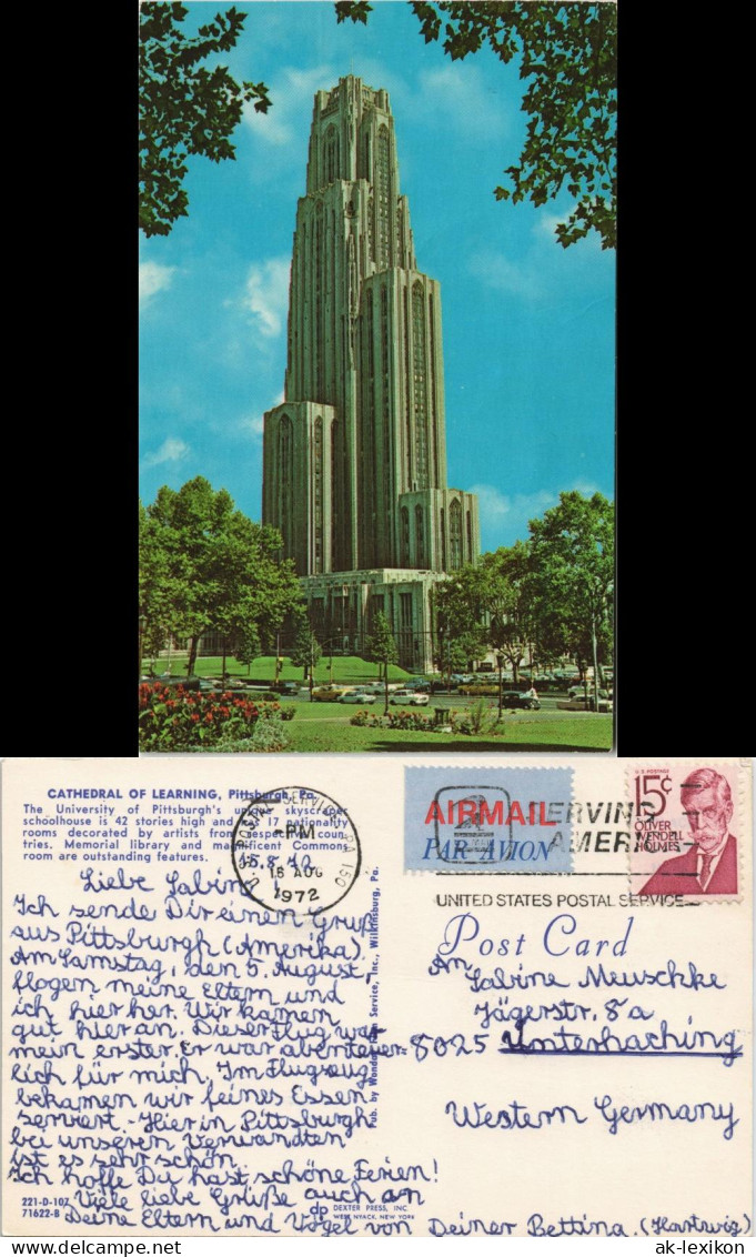Postcard Pittsburgh Cathedral Church Street View Kirche, USA 1972 - Other & Unclassified