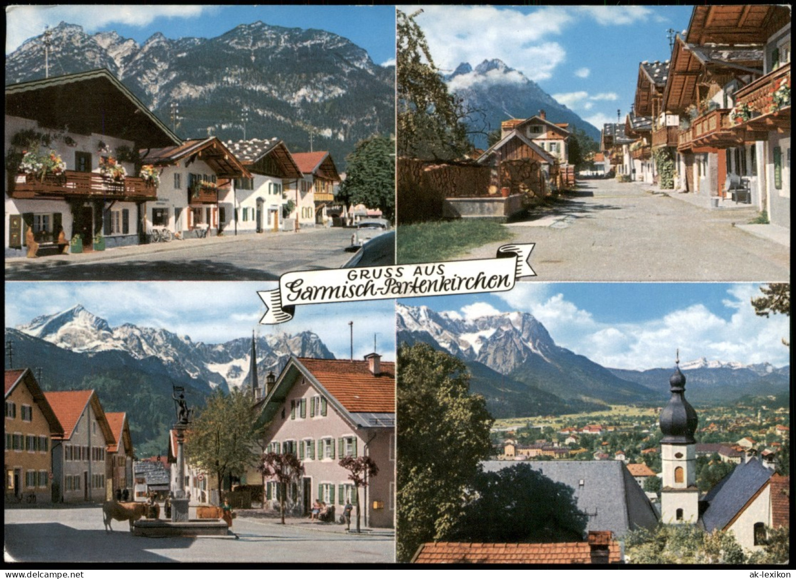 Garmisch-Partenkirchen Mehrbildkarte  4 Foto-Ansichten Stadtteilansichten 1964 - Garmisch-Partenkirchen