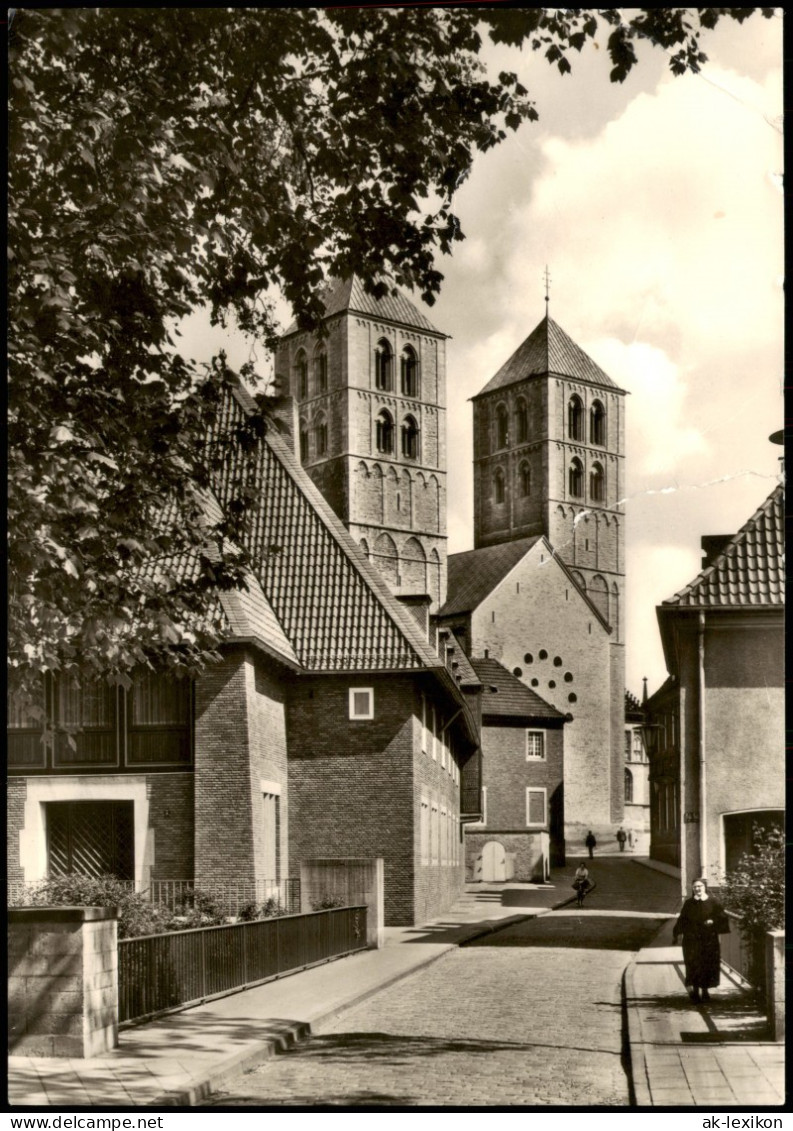 Ansichtskarte Münster (Westfalen) Strassen Partie Mit Spiegelturm Dom 1969 - Münster