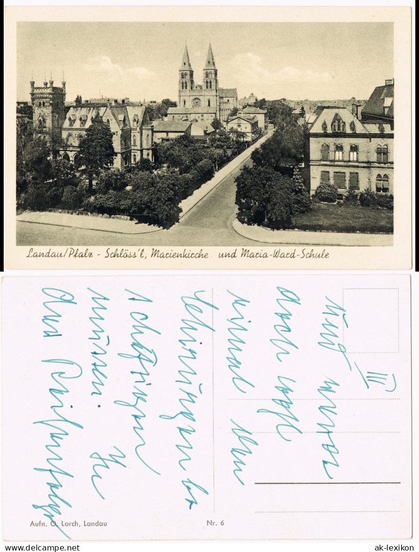 Landau In Der Pfalz Schlöss'l, Marienkirche Und Maria-Ward-Schule 1954 - Landau