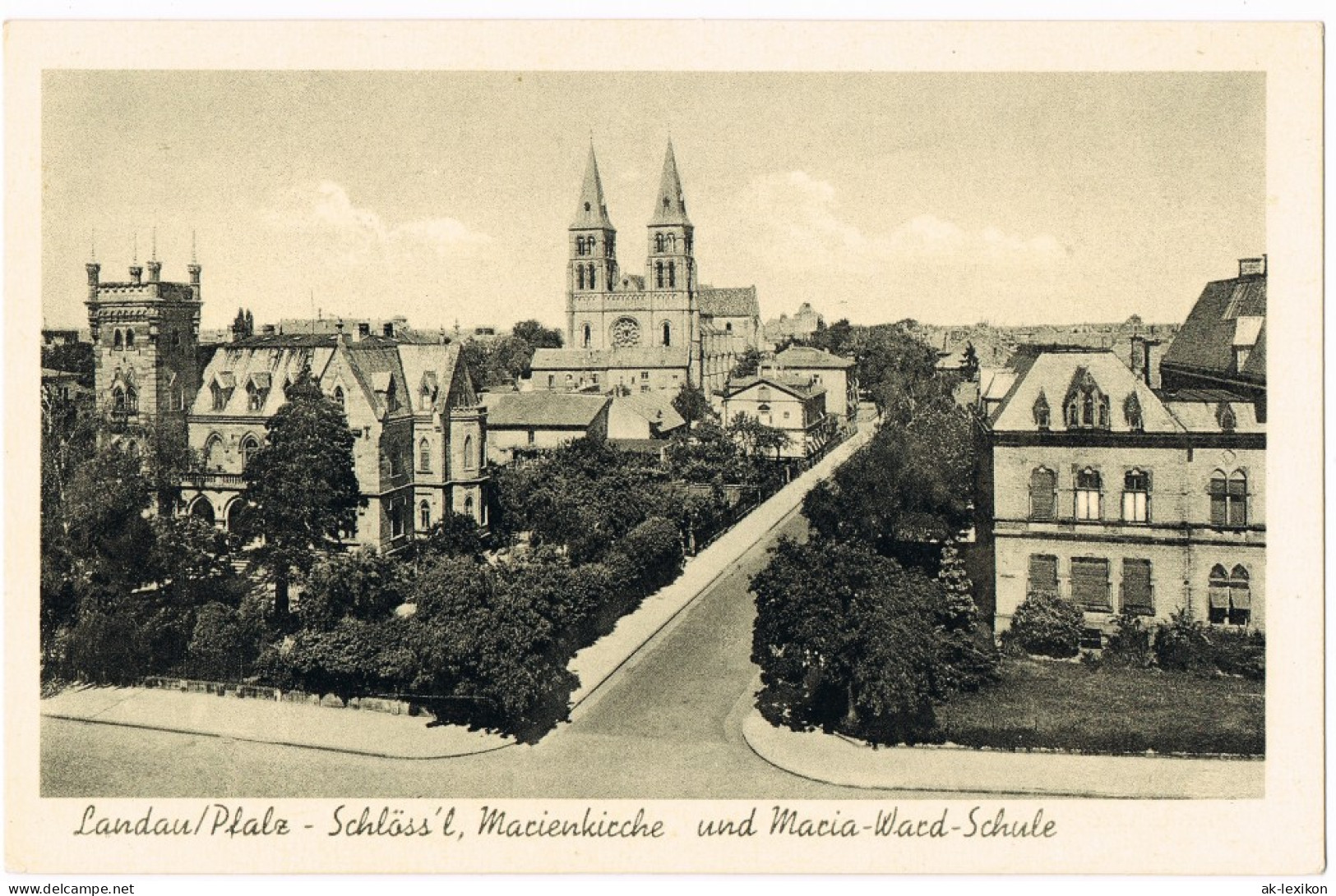 Landau In Der Pfalz Schlöss'l, Marienkirche Und Maria-Ward-Schule 1954 - Landau