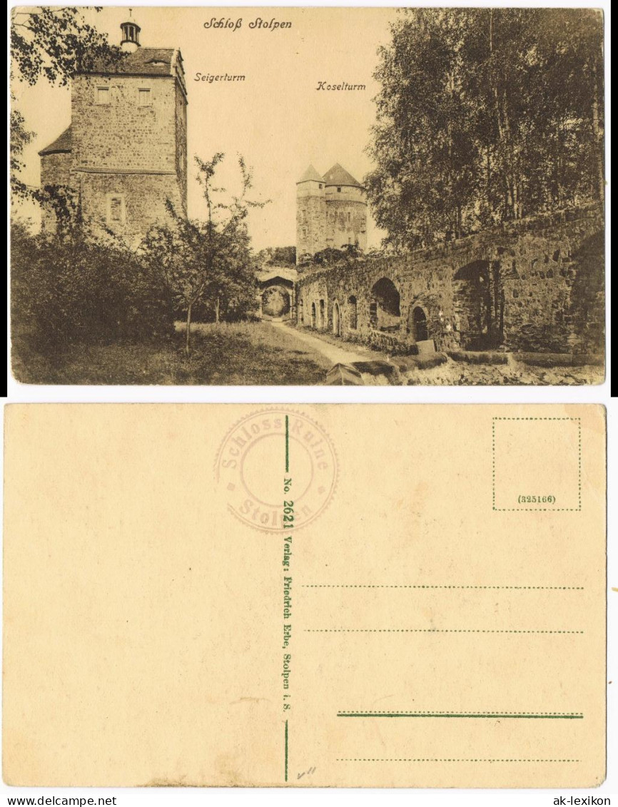 Ansichtskarte Stolpen Schloß Schloss (Castle) Seigerturm Koselturm 1910 - Stolpen