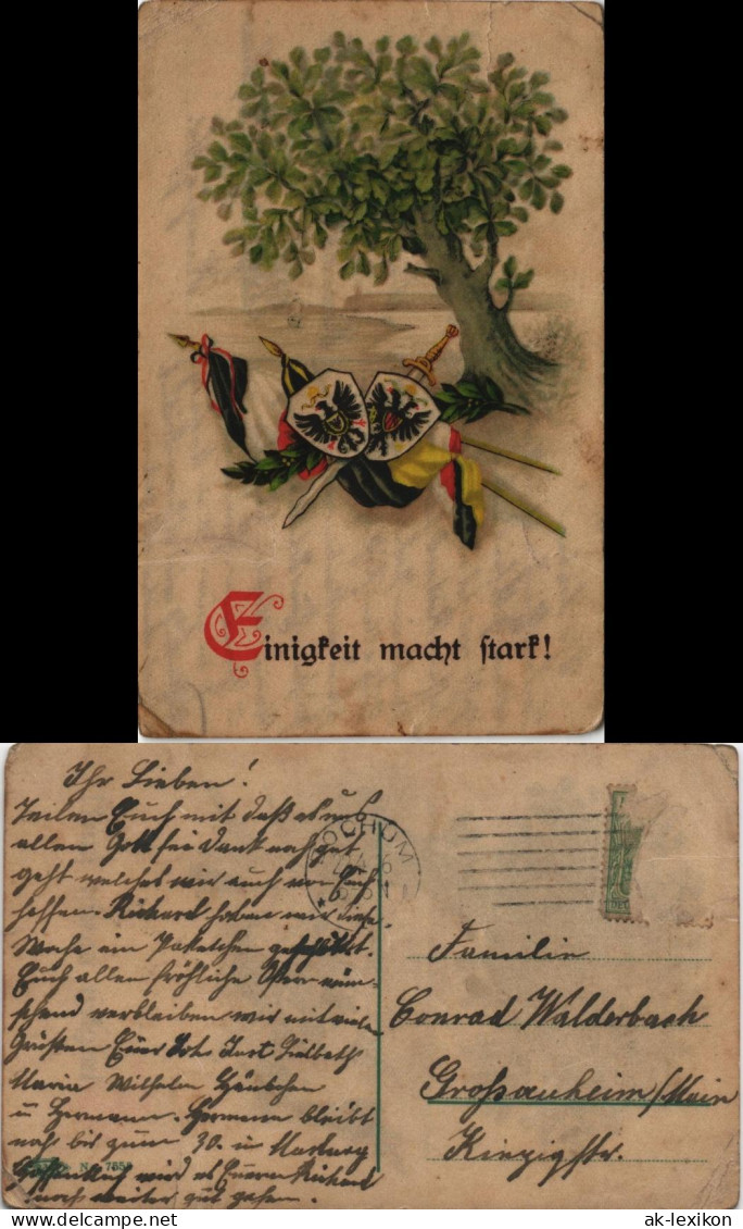 Ansichtskarte  Kastanienbaum - Patriotika - Einigkeit Macht Stark 1916 - Guerre 1914-18