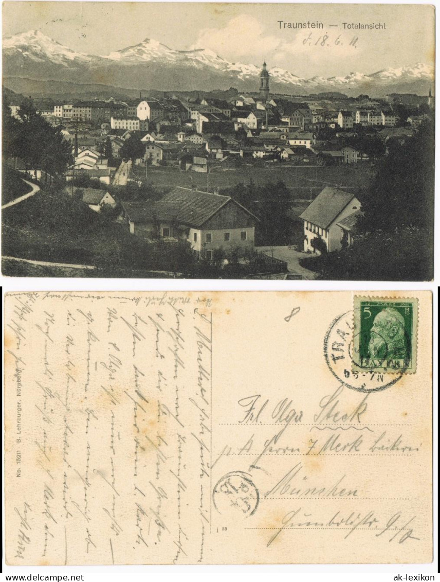 Ansichtskarte Traunstein Panorama-Ansicht 1911 - Traunstein