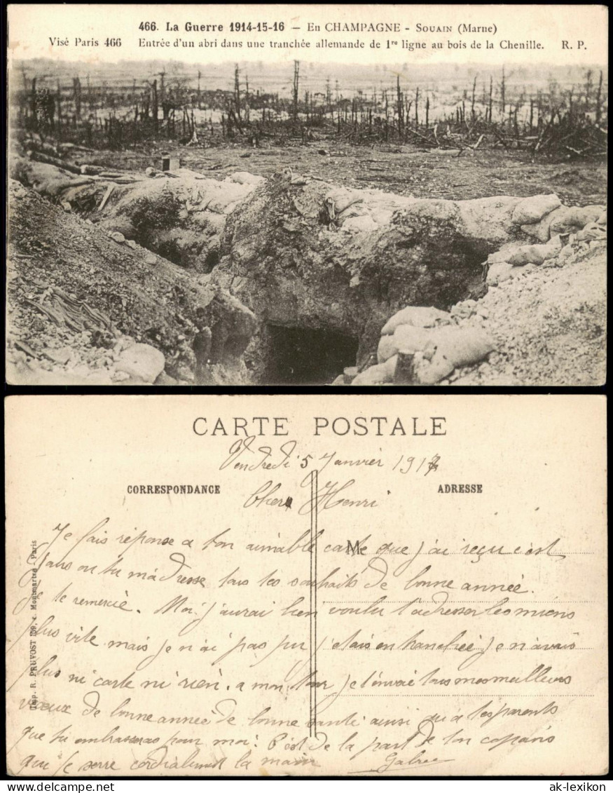 Souain-Perthes-lès-Hurlus  1. WK, La Guerre En CHAMPAGNE SOUAIN (Marne) 1917 - Souain-Perthes-lès-Hurlus