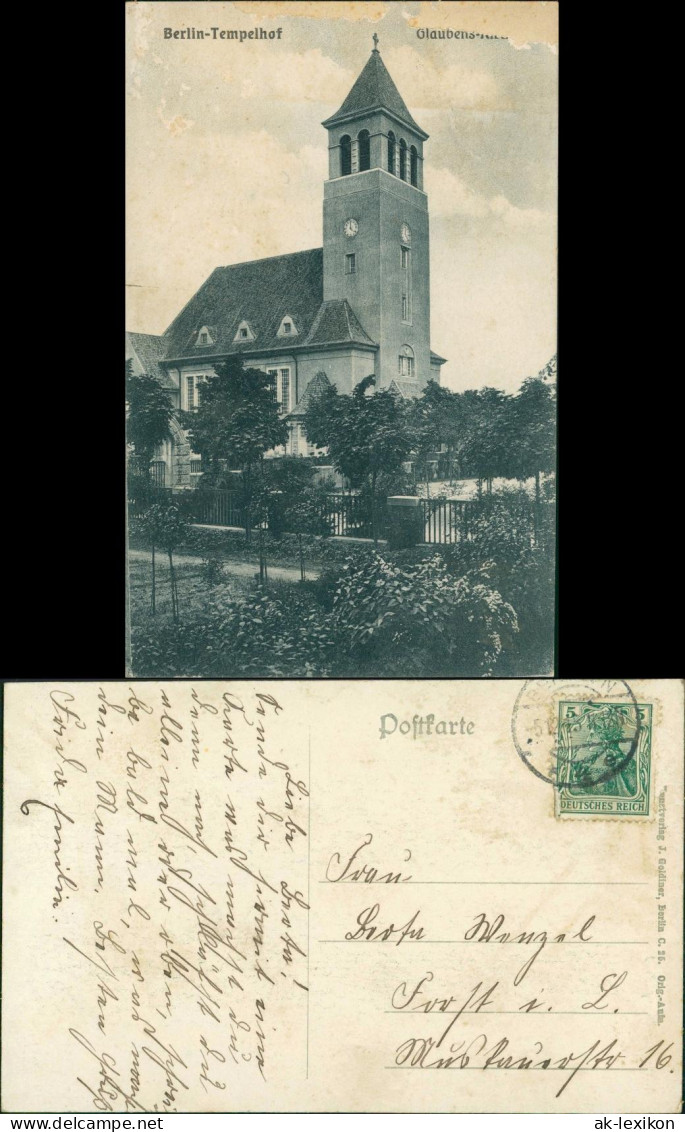 Ansichtskarte Tempelhof-Berlin Partie An Der Glaubenskirche 1915 - Tempelhof