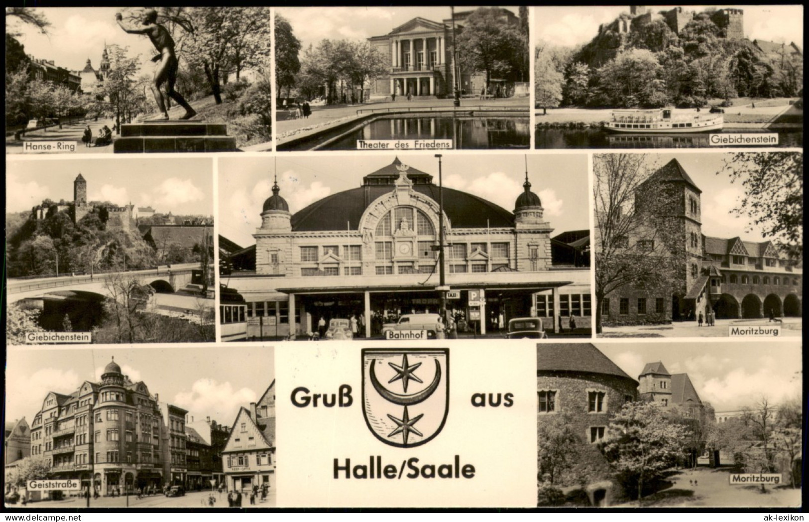 Halle (Saale) DDR Mehrbild-AK Mit Bahnhof, Geiststraße, Moritzburg Uvm. 1958 - Altri & Non Classificati