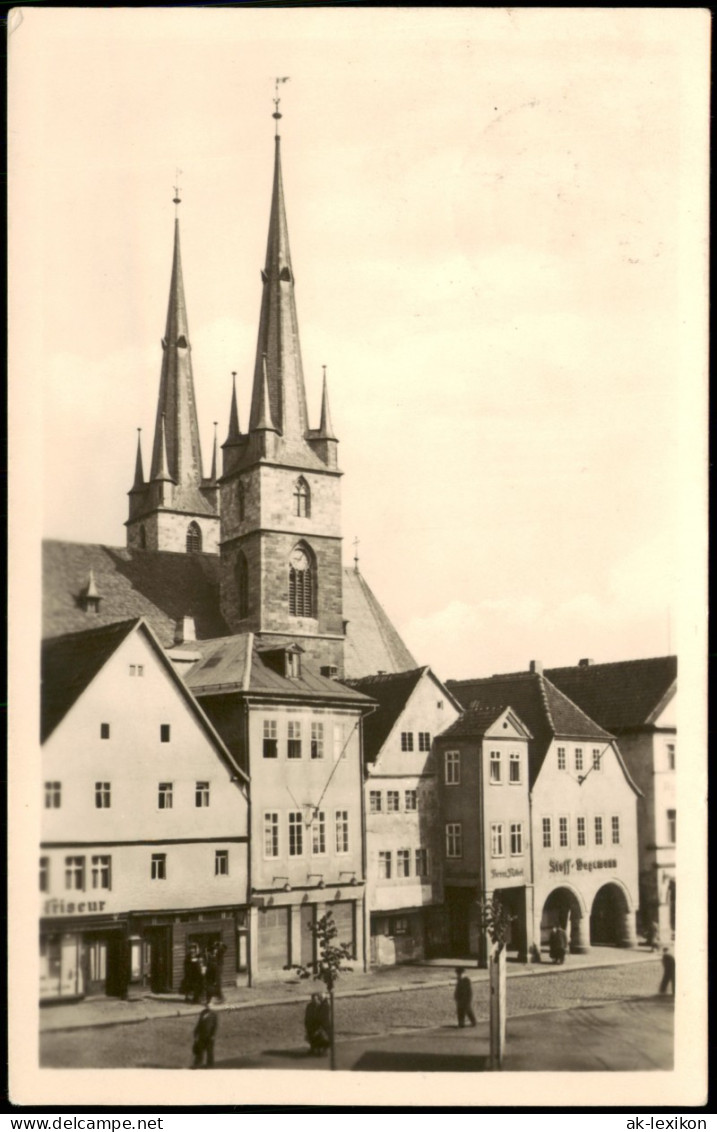 Ansichtskarte Saalfeld (Saale) Markt, Friseur-Geschäft 1955 - Saalfeld