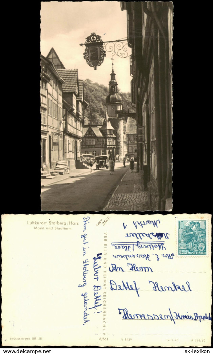 Ansichtskarte Stolberg (Harz) Markt Und Stadtturm 1960 - Altri & Non Classificati