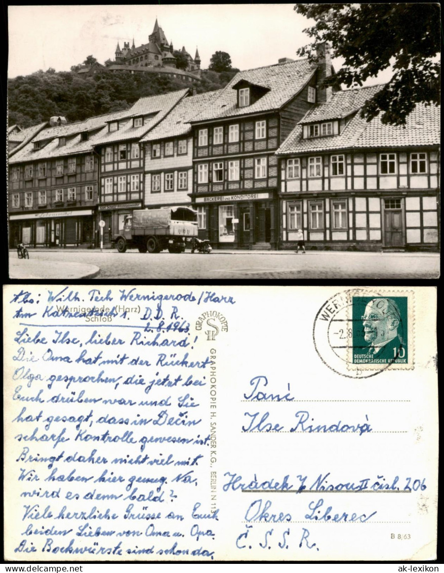Ansichtskarte Wernigerode Schloß, LKW Vor Bäckerei Geschäft 1963 - Altri & Non Classificati