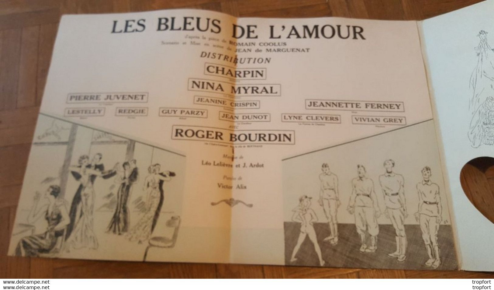 PR / SUPERBE PROGRAMME Ancien CINEMA FOX FILM  LES BLEUS DE L'AMOUR //BOURDIN / CHARPIN /MYRAL - Programmes