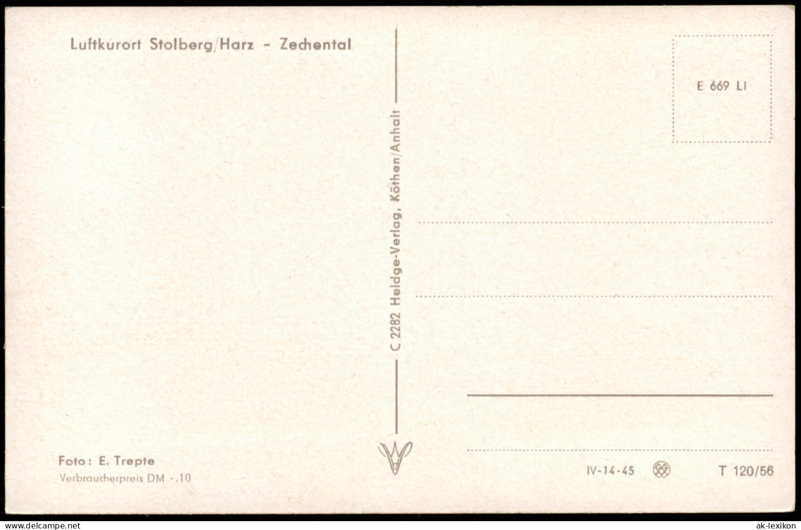 Ansichtskarte Stolberg (Harz) Häuser Partie Im Zechental 1956 - Altri & Non Classificati