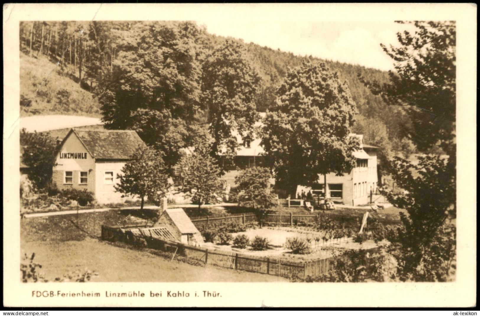 Ansichtskarte Kahla (Thüringen) FDGB.Ferienheim Linzmühle 1953 - Kahla