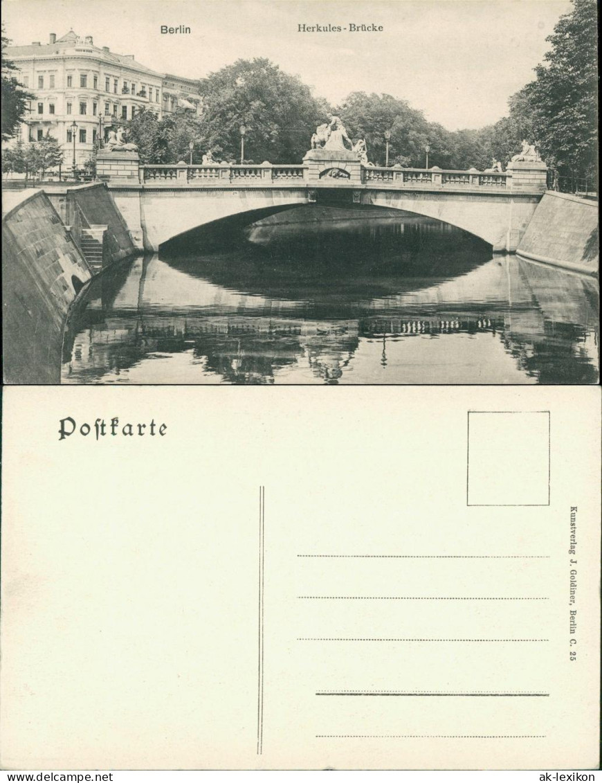 Ansichtskarte Tiergarten-Berlin Herkulesbrücke, Straße Häuser 1912 - Tiergarten