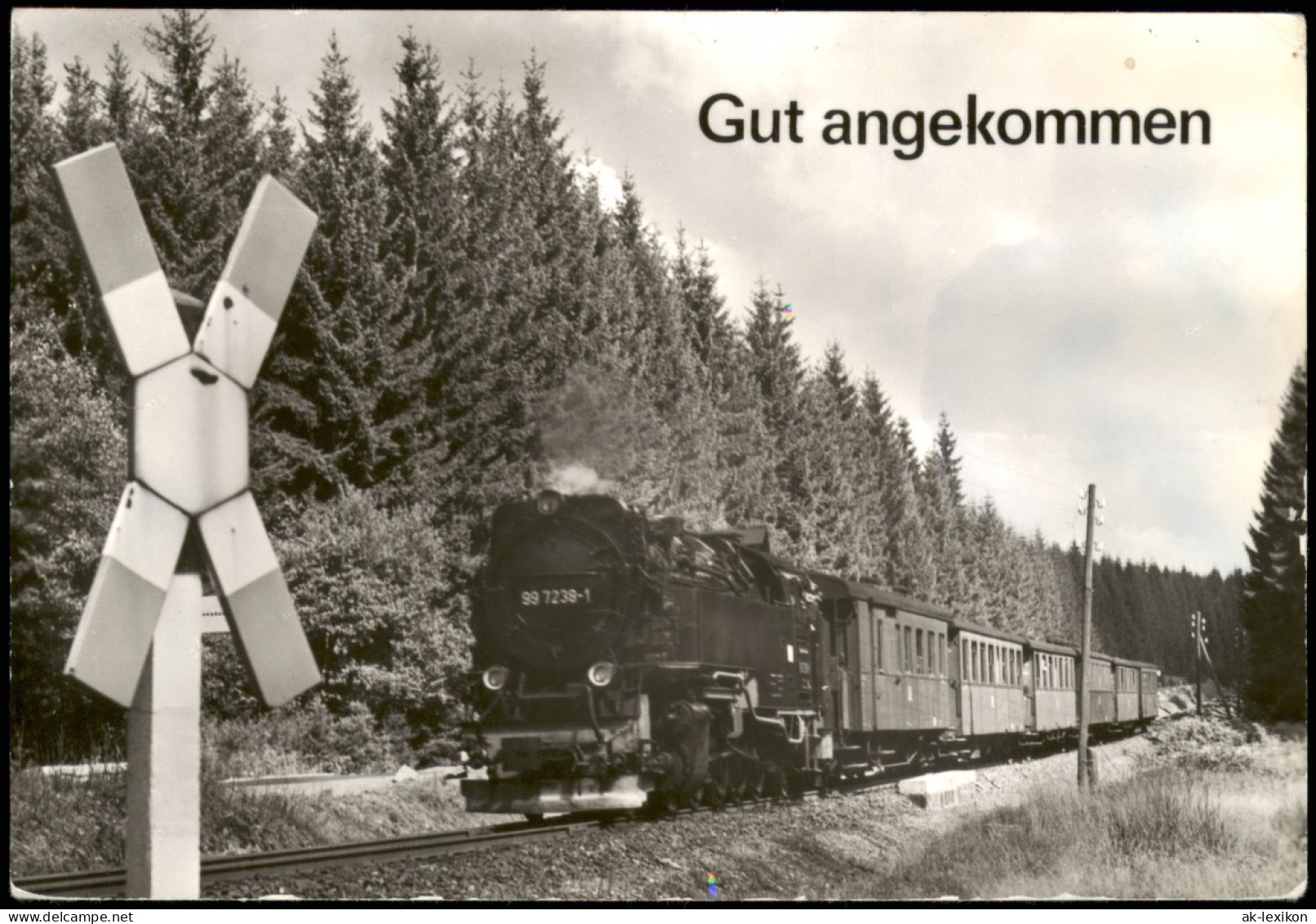 Ansichtskarte  Gut Angekommen, Eisenbahn Dampflokomotive 1989/1984 - Treni