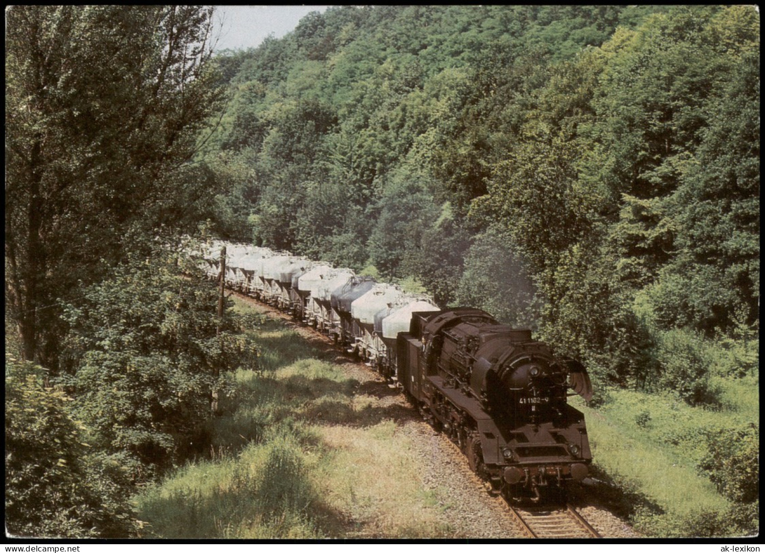 Ansichtskarte  Lok 411182 Mit Zementzug Bei Haynsburg, 1988 - Treni