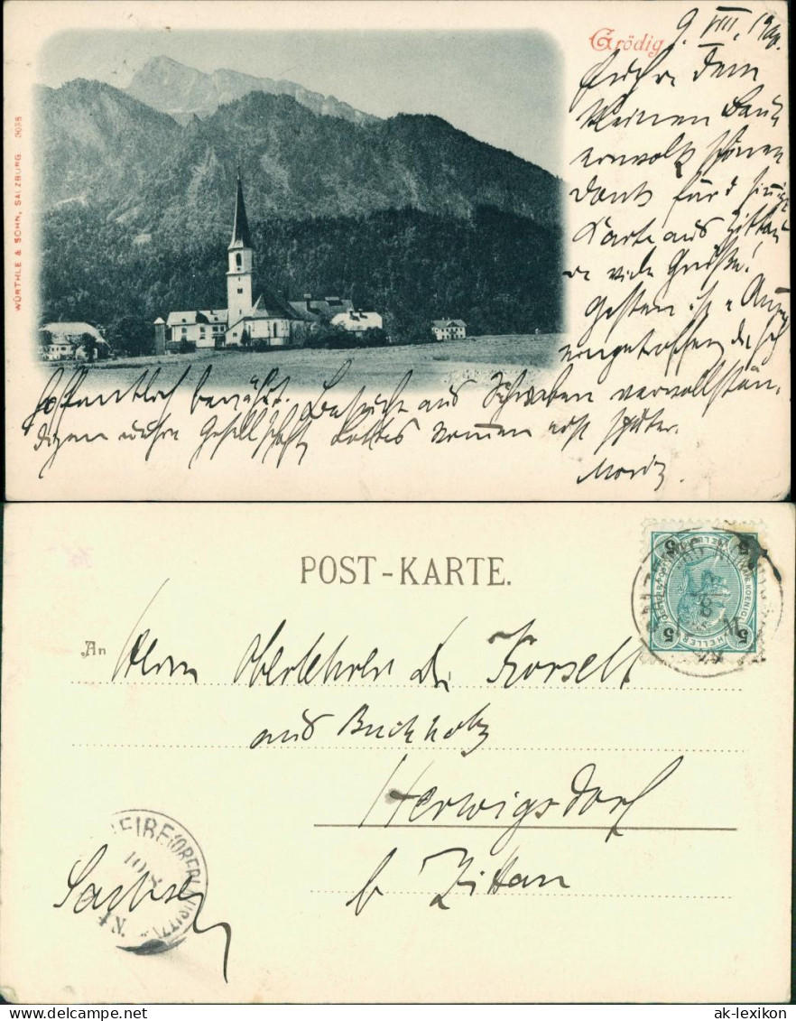 Ansichtskarte Grödig (b. Salzburg) Stadtpartie 1908 - Autres & Non Classés