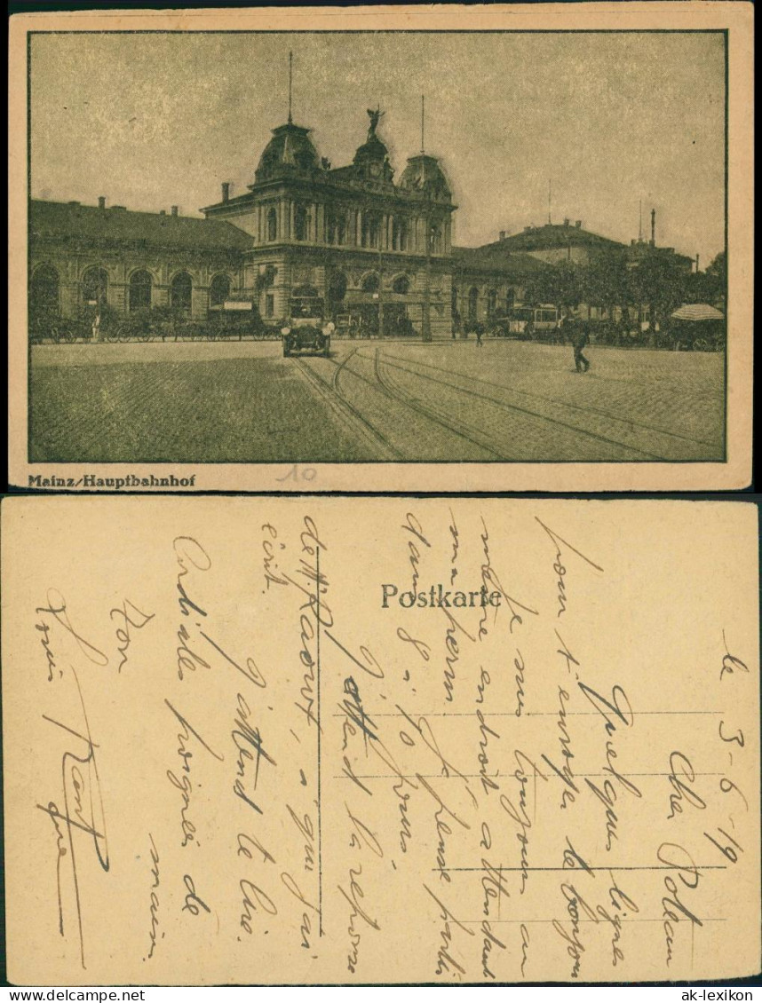 Ansichtskarte Mainz Bahnhof, Platz - Auto 1919 - Mainz