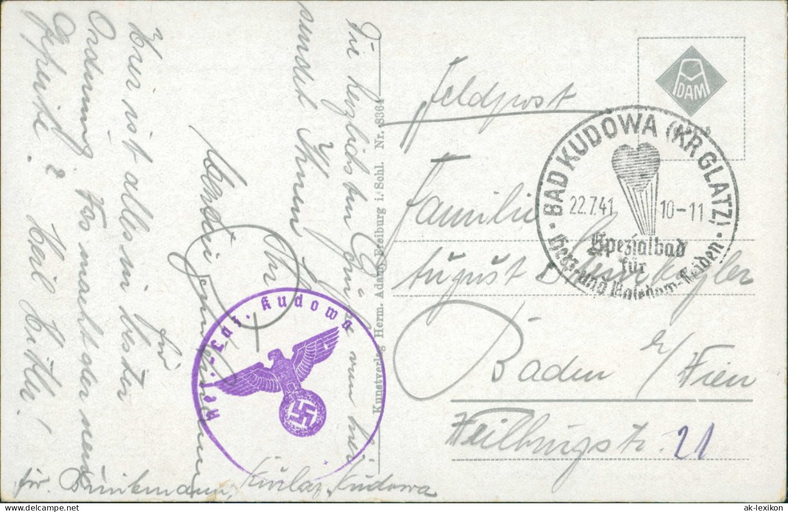Postcard Bad Kudowa Kudowa-Zdrój Haus Sonnenfels 1941 - Schlesien