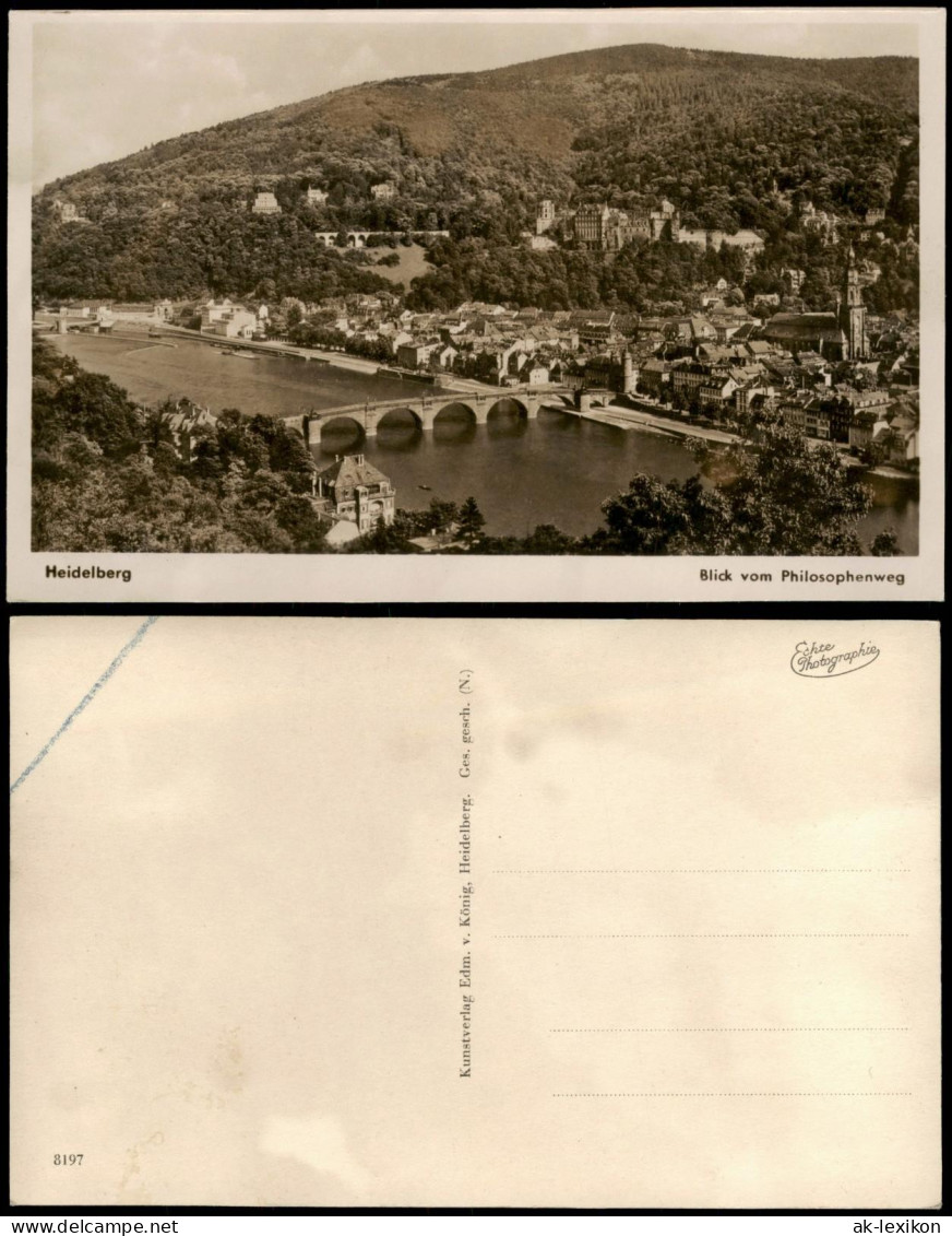 Heidelberg Blick Vom Philosophenweg Auf Stadt, Neckar-Brücke U. Schloss 1940 - Heidelberg