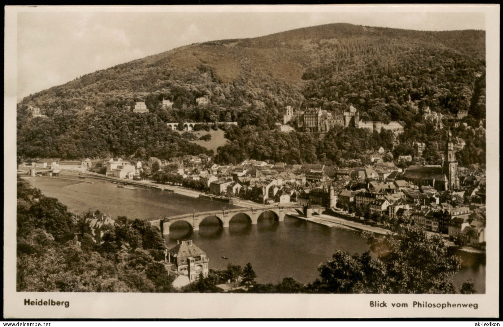 Heidelberg Blick Vom Philosophenweg Auf Stadt, Neckar-Brücke U. Schloss 1940 - Heidelberg