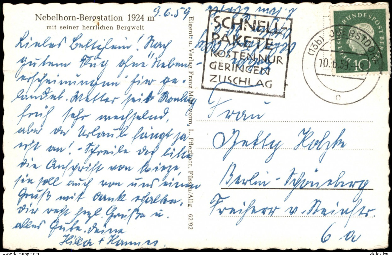 Oberstdorf (Allgäu) Nebelhorn Und Beschreibung Der Umliegenden Berge 1959 - Oberstdorf