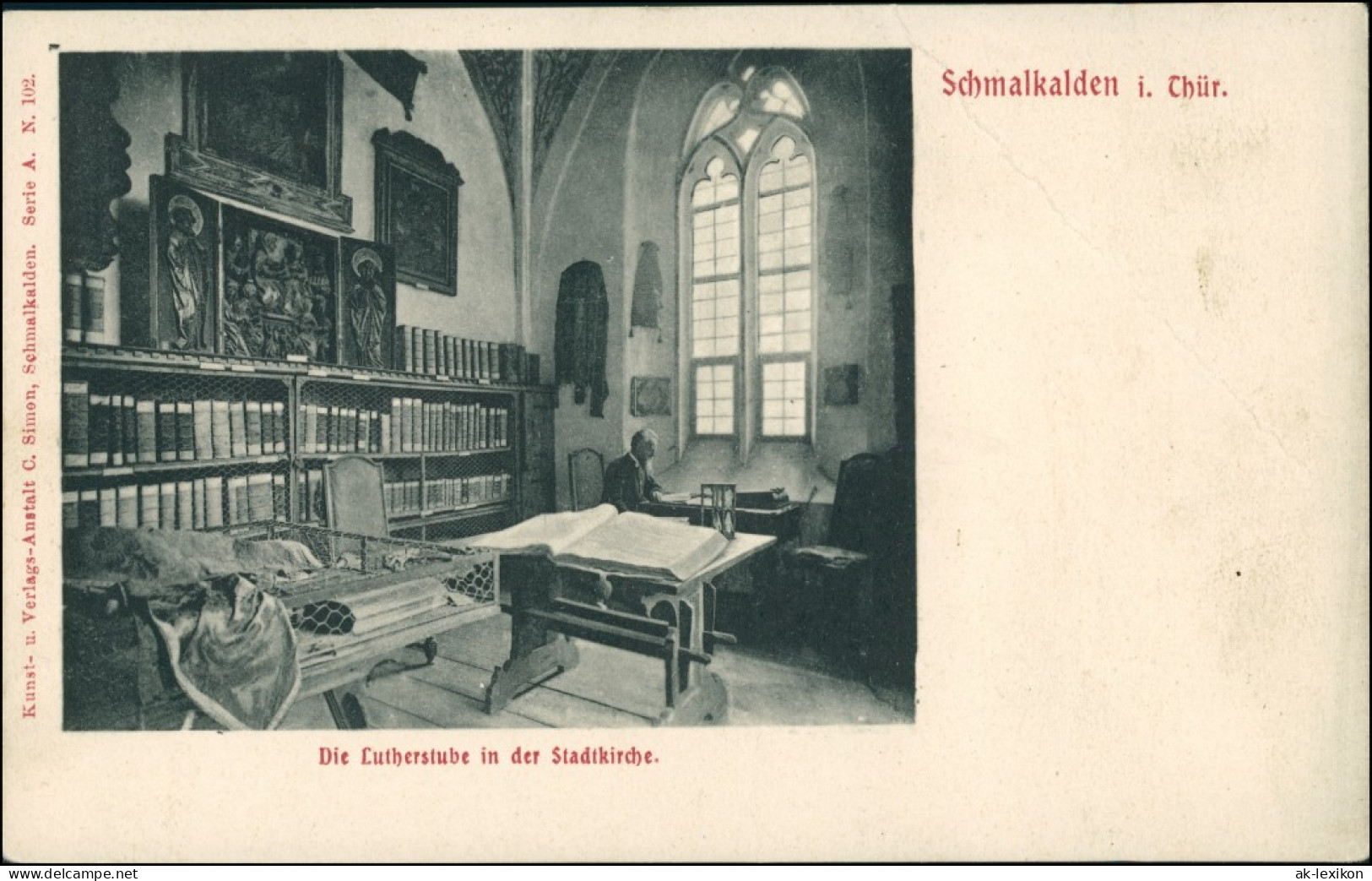 Ansichtskarte Schmalkalden Stadtkirche St. Georg - Lutherstube 1908 - Schmalkalden
