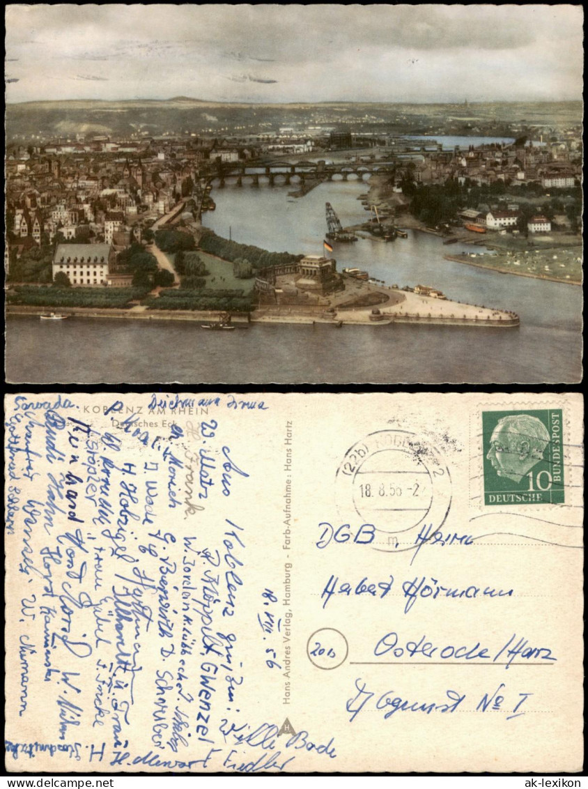 Ansichtskarte Koblenz Deutsches Eck, Baggerschiff 1956 - Koblenz