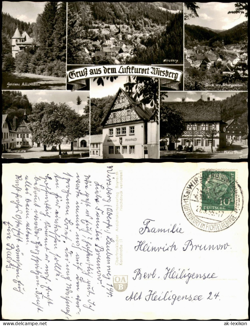 Ansichtskarte Wirsberg (Oberfranken) Goldene Adlerhütte, Tal, Markt 1955 - Autres & Non Classés