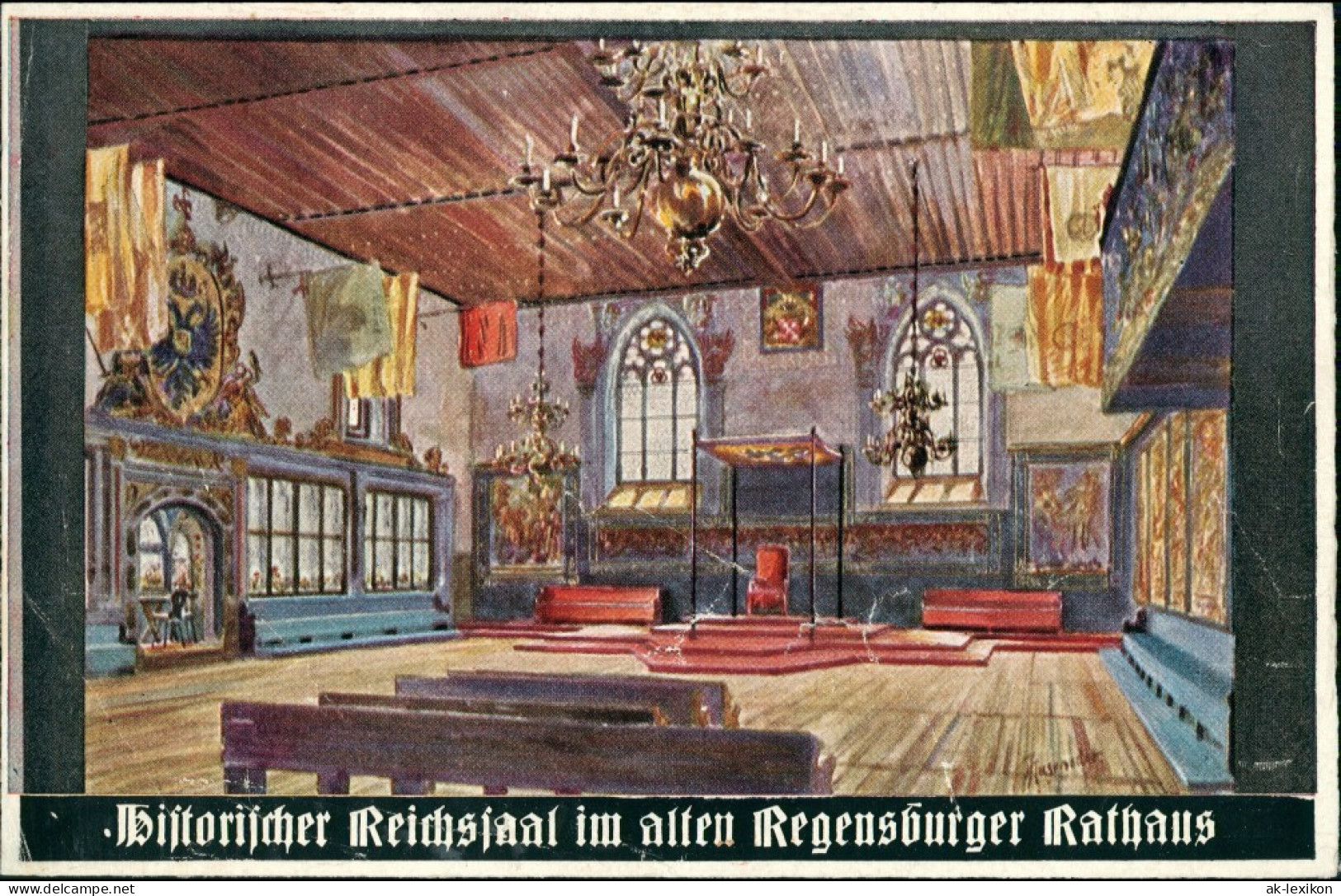 Ansichtskarte Regensburg Rathaus Historischer Reichssaal 1932 - Regensburg