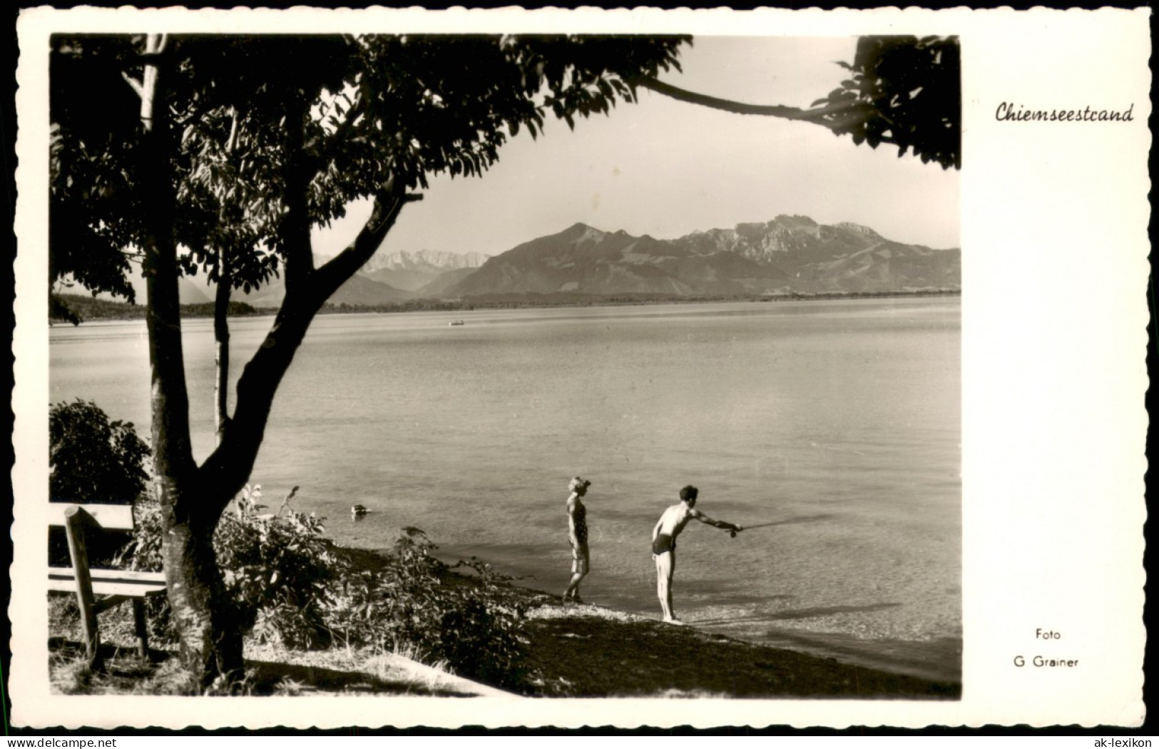 Chiemsee Chiemseestrand - Angler 1957  Gel. Landpoststempel ü. Traunstein - Chiemgauer Alpen