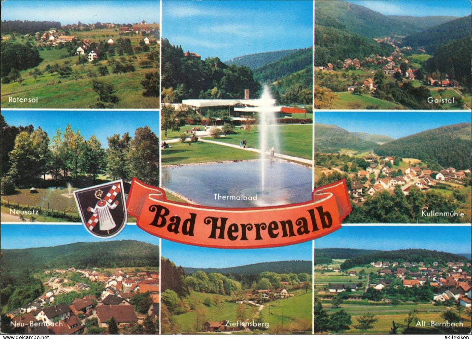 Ansichtskarte Bad Herrenalb Thermalbad Kullenmühle Bernbach Zieflensberg 1985 - Bad Herrenalb