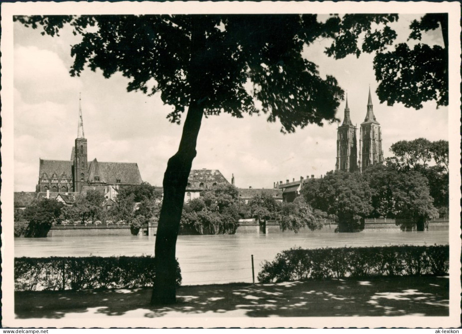 Postcard Breslau Wrocław Oderpromenade Mit Dom Und Kreuzkirche 1955 - Schlesien