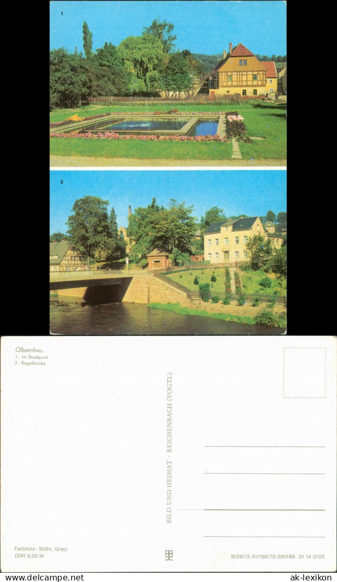 Olbernhau 1. Stadtpark 2. Kegelbrücke  Ansichtskarte 1979 - Olbernhau