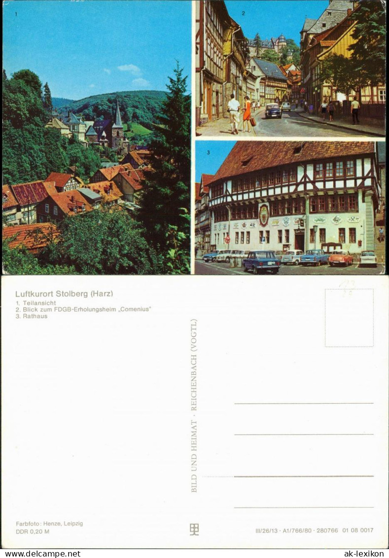 Stolberg (Harz) Teilansicht, Schloss Und Fereinheim "Comenius", Rathaus C1980 - Altri & Non Classificati