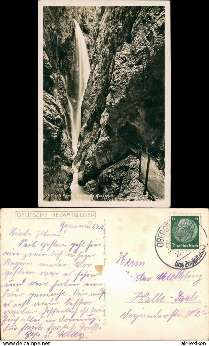 Ansichtskarte Grainau Höllentalklamm, Wasserfall 1934 - Autres & Non Classés
