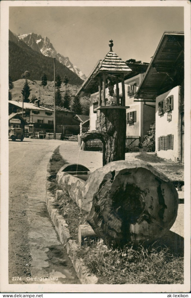 Ansichtskarte Grainau Obergrainau - Geschnitzer Brunnen - Straße 1933 - Autres & Non Classés