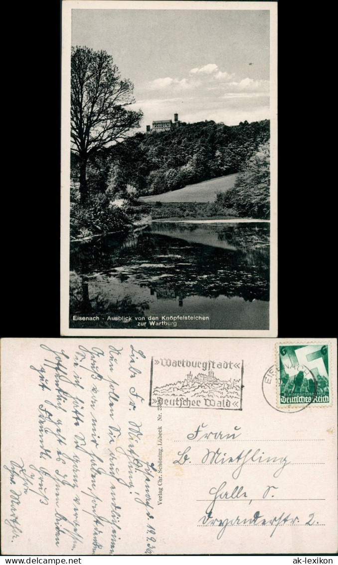 Ansichtskarte Eisenach Ausvlick Von Den Knöpfelsteichen Wartburg 1935 - Eisenach