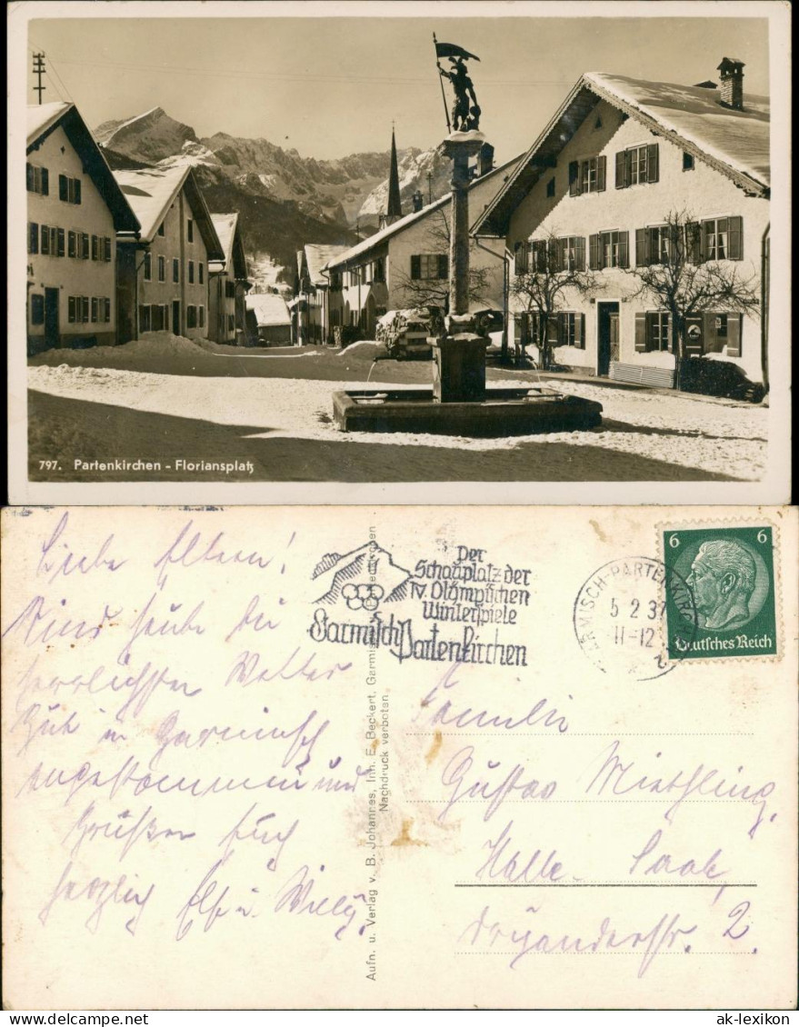 Garmisch-Garmisch-Partenkirchen Denkmal Häuser Partie Am Floriansplatz 1937 - Garmisch-Partenkirchen