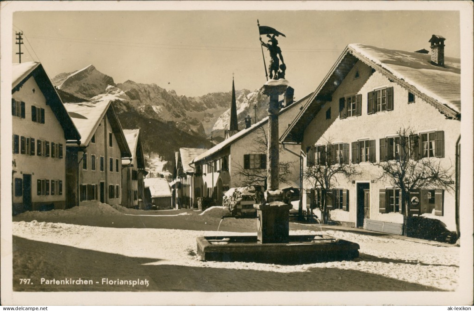 Garmisch-Garmisch-Partenkirchen Denkmal Häuser Partie Am Floriansplatz 1937 - Garmisch-Partenkirchen