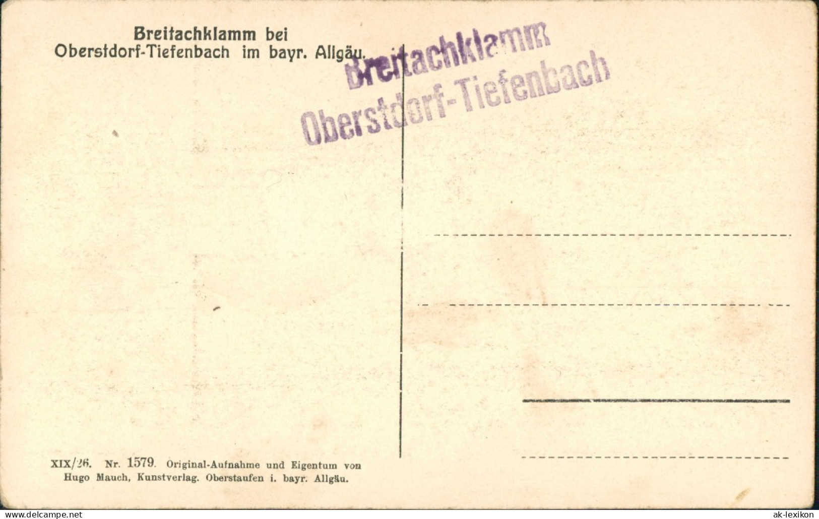 Tiefenbach-Oberstdorf (Allgäu) Breitachklamm Oberstdorf   Allgäu 1925 - Oberstdorf