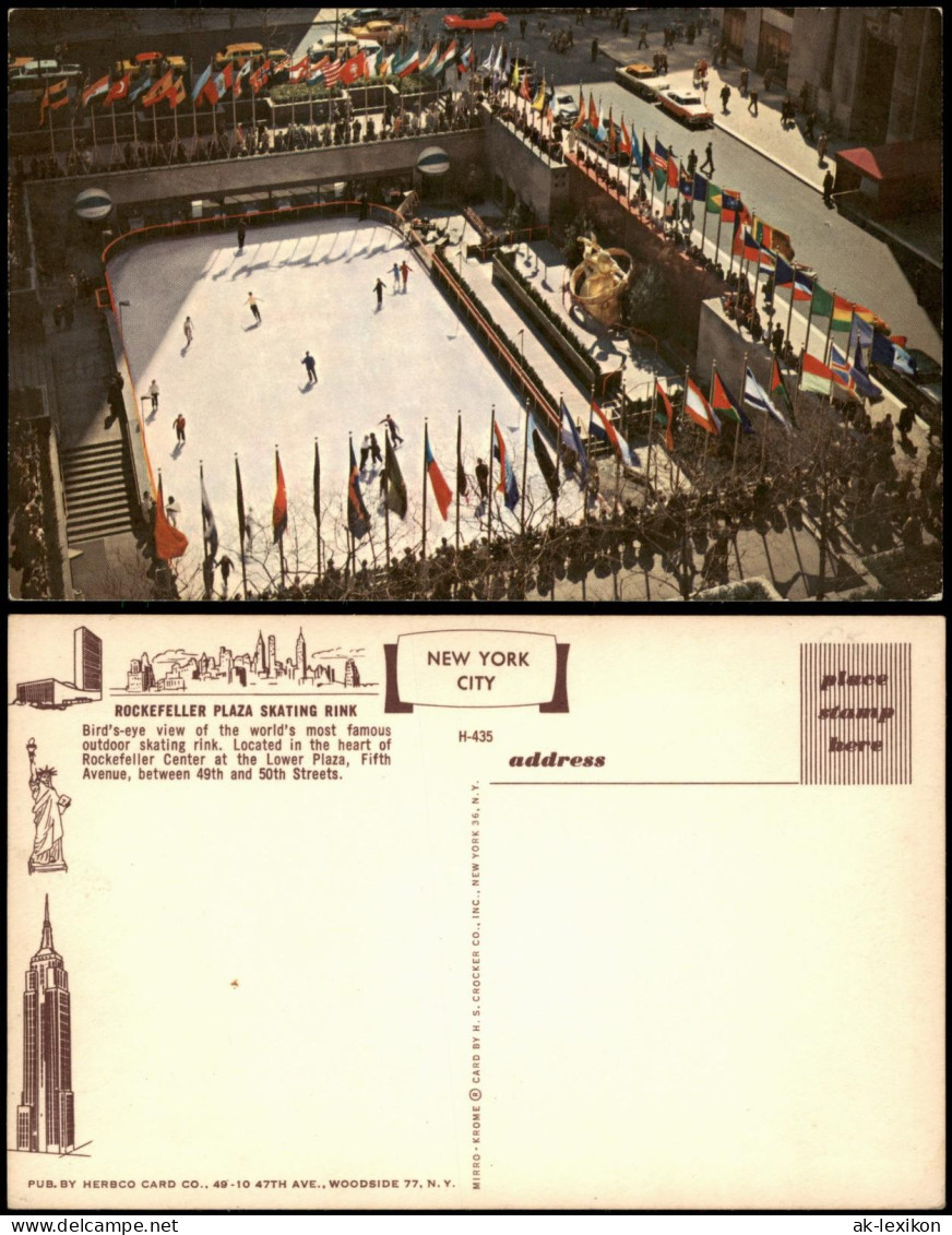 Postcard New York City ROCKEFELLER PLAZA SKATING RINK 1960 - Andere & Zonder Classificatie
