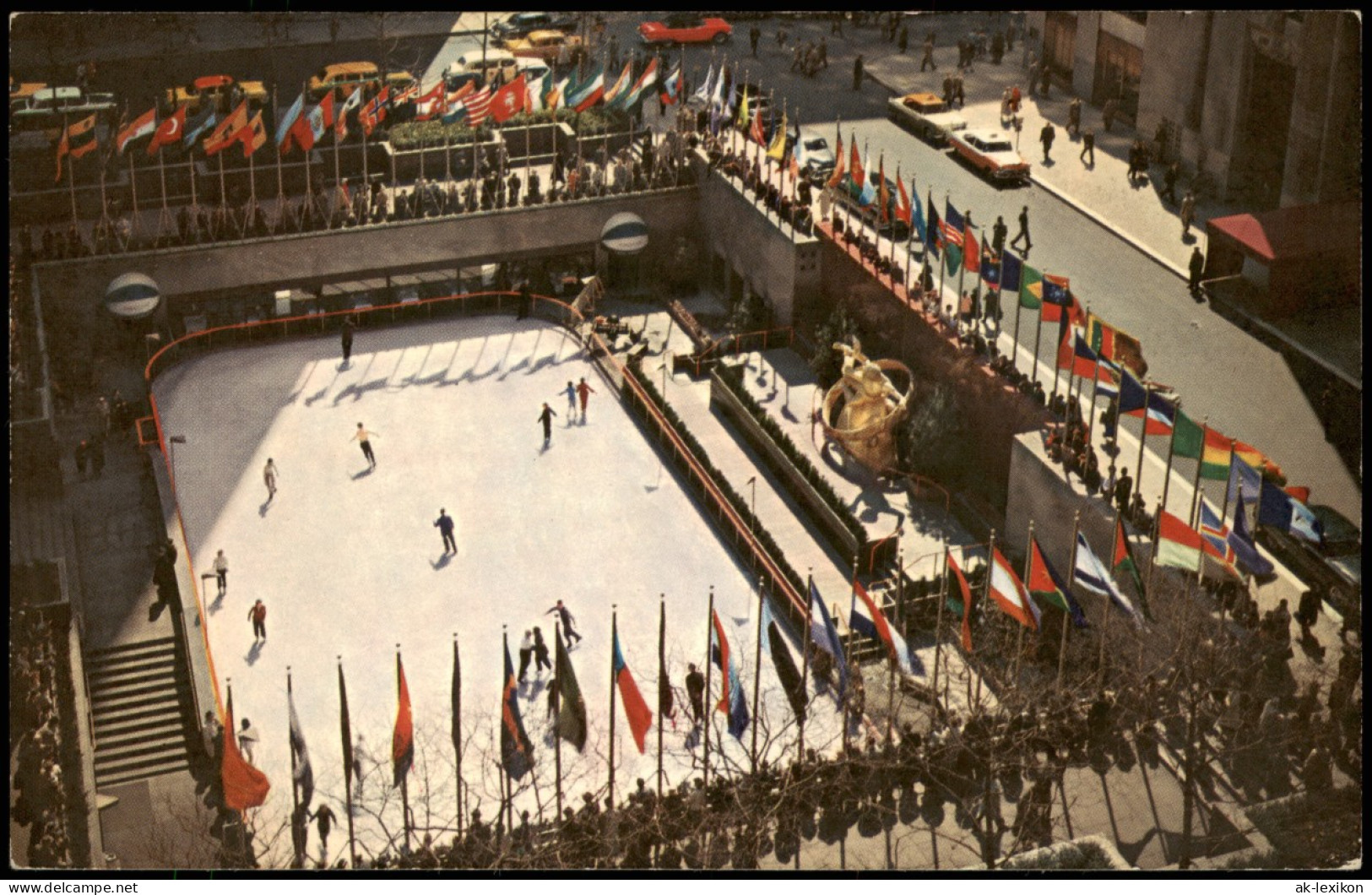 Postcard New York City ROCKEFELLER PLAZA SKATING RINK 1960 - Other & Unclassified