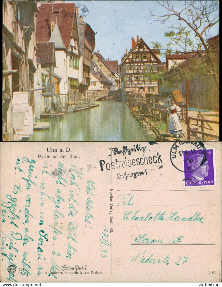 Ansichtskarte Ulm A. D. Donau Partie An Der Blau 1928 - Ulm