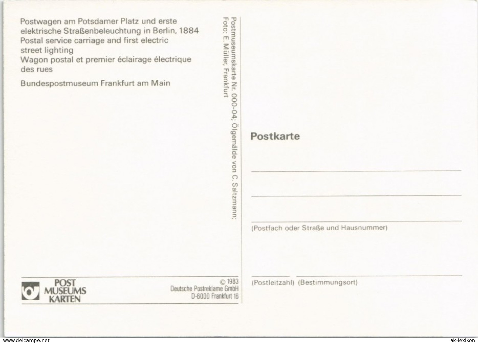 Postwagen Potsdamer Platz & Elektrische Straßenbeleuchtung Anno 1884 1983 - Zonder Classificatie