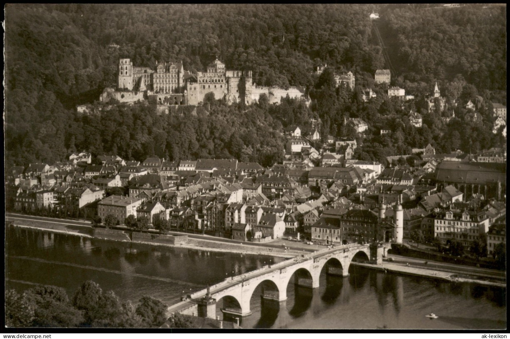 Ansichtskarte Heidelberg Blick Vom Philosophenweg Auf Stadt U. Schloss 1960 - Heidelberg