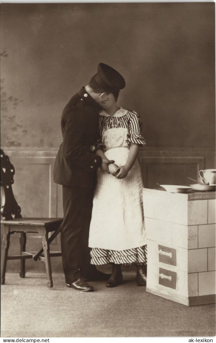 Ansichtskarte  Soldat Und Frau In Küche Atelierfoto Brück Sohn Meißen 1916 - War 1914-18