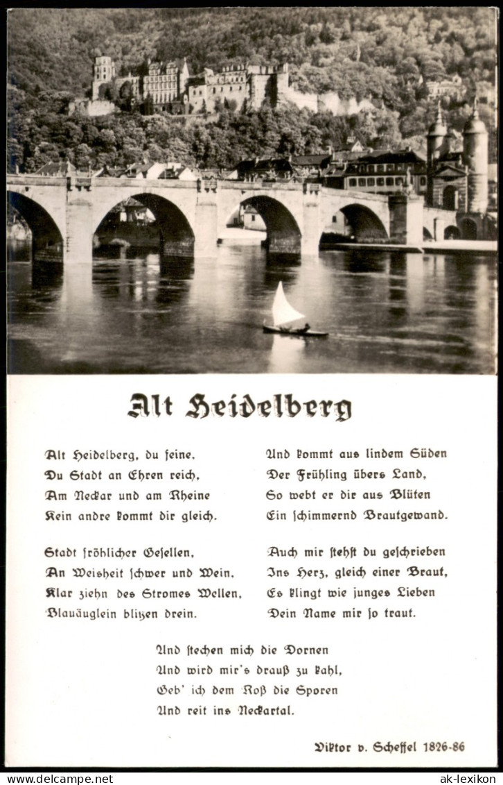 Ansichtskarte Heidelberg Alte Brücke; AK Mit Liedtext "Alt Heidelberg" 1960 - Heidelberg